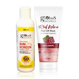 Globus Naturals Moisturizing Sunscreen SPF 50+++ & Red Wine Peel Off Mask Combo-picture-35