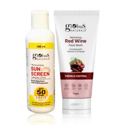 Globus Naturals Moisturizing Sunscreen SPF 50+++ & Refreshing Red Wine Face Wash Combo-picture-15