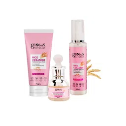 Globus naturals Set Of 3 Rice Ceramid Face Wash -75g Serum-30ml & Face Toner-100ml-picture-23