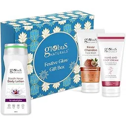 Globus Naturals Winter Care Gift Box - Doodh Kesar Body Lotion 200 ml, Hand & Foot Cream 100 gm, Kesar Chandan Face Wash 75gm-picture-12
