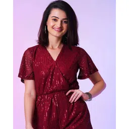 globus Women V-Neck Embellished Playsuit image 4