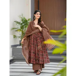 GLOSIA DESIGN Women Ethnic Motifs Printed Anarkali Kurta with Palazzos & Dupatta-picture-41