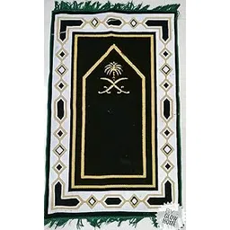 GLOW HOME Janamaz Prayer Mat for Muslims 4x2 Feet - Velvet Chenille Musallah for Namaz Mats - Light Guided Prayer mat for Men and Women, Green Velvet-picture-13
