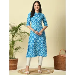 GLOWWORLD Ethnic Motifs Printed Mandarin Collar A-Line Kurta-picture-34