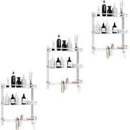 gloxy 3 Layer Bathroom Shelf with Double Soap Dish and Toothbrush Holder – Pack of 3 Stainless Steel Toilet Paper Holder-picture-27