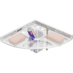 gloxy Corner Double Soap Dish & Toothbrush Holder | Unbreakable Wall Mount 9 inch 1 Bar Towel Rod-picture-13