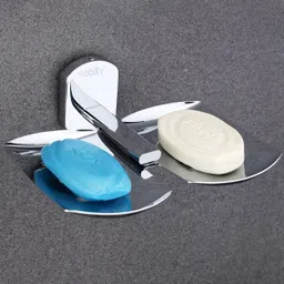 gloxy Double Soap Holder | Square Soap Dish for Bathroom, Rust-Free & Durable 10 inch 2 Bar Towel Rod-picture-26