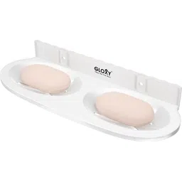 gloxy Double Soap Holder | Wall Mounted Soap Dish Stand for Bathroom & Kitchen 8 inch 1 Bar Towel Rod-picture-15