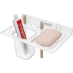 gloxy Multipurpose Soap Dish with Toothbrush & Tumbler Holder for Bathroom/Kitchen 8 inch 1 Bar Towel Rod-picture-12