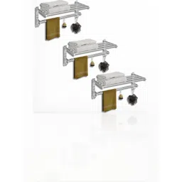 GLOXY Silver-Toned 3 Pcs Solid Stainless Steel Towel Holder-picture-22