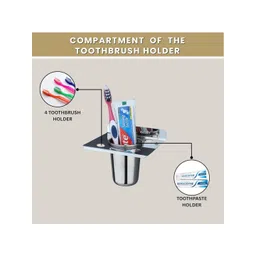 GLOXY Silver-Toned Stainless Steel Toothbrush Holder image 3