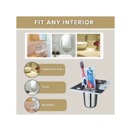 GLOXY Silver-Toned Stainless Steel Toothbrush Holder image 5