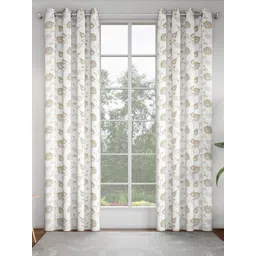 GM Beige & White 2 Pieces Floral Printed Room Darkening Door Curtain-picture-10