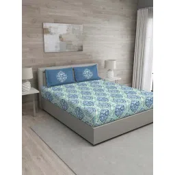 GM Blue 100% Cotton 150 TC Queen Bedsheet Set-picture-35