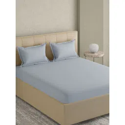 GM Blue 300 TC Cotton King Bedsheet with 2 Pillow Covers-picture-39