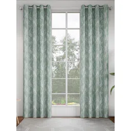 GM Blue & Grey 2 Pieces Floral Room Darkening Door Curtain-picture-23