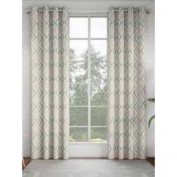 GM Grey & Teal Set of 2 Geometric Room Darkening Door Curtain-picture-31