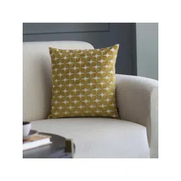 GM Mustard & White Cotton Blend Cushion Cover - Set of 1-picture-43
