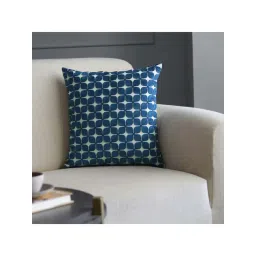 GM Navy Blue & White Cotton Blend Cushion Cover - Set of 1-picture-40