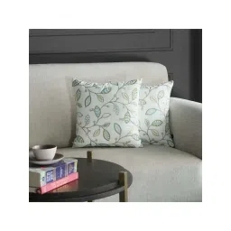 GM Off-White & Green Cotton Blend Cushion Cover - Set of 2-picture-48