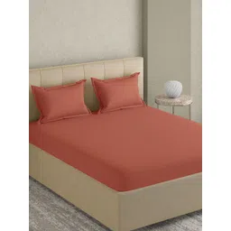 GM Rust Solid 300 TC Cotton King Bedsheet with 2 Pillow Covers-picture-30