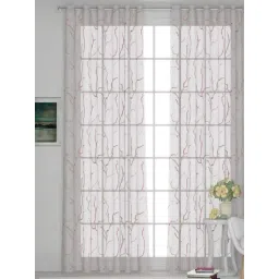 GM Sheer Embroidery Pink Polyester 7 ft Eyelet Ring Top Door Curtain - Set of 1 PC-picture-27