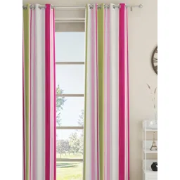 GM Stripes Multicolor Polyester 7 ft Eyelet Ring Top Door Curtain - Set of 1 PC-image-1