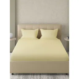 GM Yellow 300 TC Cotton King Bedsheet with 2 Pillow Covers image 2