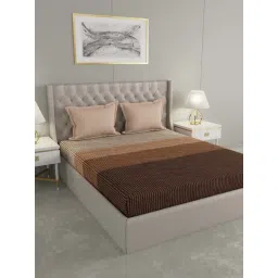 GMF Brown & Grey Cotton 180 TC Bed Sheet Set-picture-42