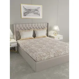 GMF White & Brown Cotton 180 TC Bed Sheet Set-picture-46