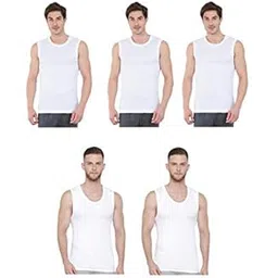 gmr Men Cotton Broad Shoulder White Vest Sleeveless Pack of 5-picture-39