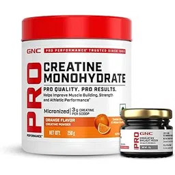 GNC Pro Performance Pure Micronized Creatine Monohydrate with Free Shilajit|250 gm & 10 gm Shilajit|Instantized|Fuels Muscles|Increase Muscle Mass|Rapid Absorption|Orange-picture-10