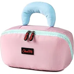 Gnexin Zipper Closure Fashionable Makeup Bag Large Capacity Nylon Cosmetic Pouch Case Cute Cotton Candy Designer Portable Waterproof Makeup Case (Pink)-picture-29