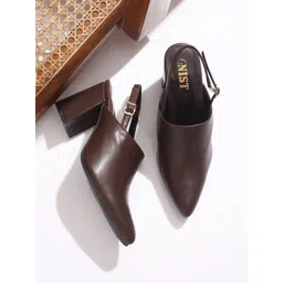 GNIST Women Pointed Toe Block Heel Mules-picture-21