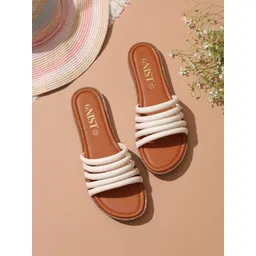 GNIST Women Striped Open Toe Flats-picture-28