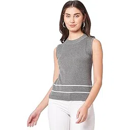 go-4 it Drop Needle Flat Knit Turtle Neck Sleeveless Top-picture-37
