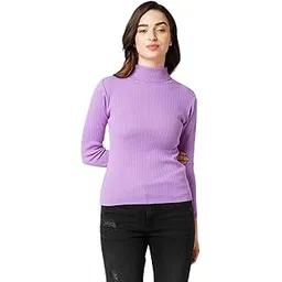 go-4 it Drop Needle Flat Knit Turtleneck Full-Sleeves Top (in, Alpha, 3XL, Lavender)-picture-34