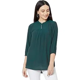 go-4 it Go.4.it Chiffon Slub Fabric Women's Mandarin Collar Top-picture-27