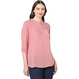 go-4 it Go.4.it Chiffon Slub Fabric Women's Mandarin Collar Top-picture-22