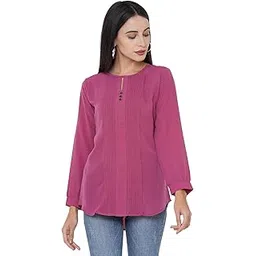 go-4 it Go.4.it Women’s Full Sleeves Georgette Top with Front Pintucks-picture-24