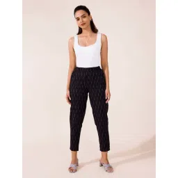 Go Colors! Black Linen Printed Pencil Pants-picture-29