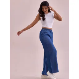 Go Colors! Blue Linen Denim Pants image 3