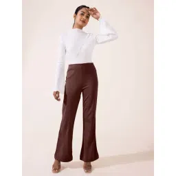 Go Colors! Brown High Rise Bootcut Trousers-picture-19