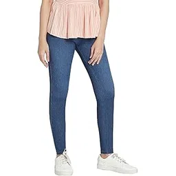 go colors Cotton Stretch Denim Ankle Length Leggings for Women | Breathable, Mid Rise, Blue-picture-10