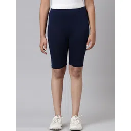 Go Colors Girls Navy Blue Slim Fit Cycling Shorts-picture-31