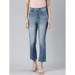 Go Colors! Light Blue Distressed Flared Fit Mid Rise Jeans-picture-43