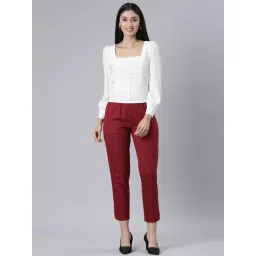 Go Colors! Light Maroon Solid Pants image 5