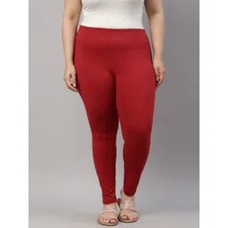 Go Colors Plus Size Mid Rise Slim Fit Ankle Length Leggings-picture-18