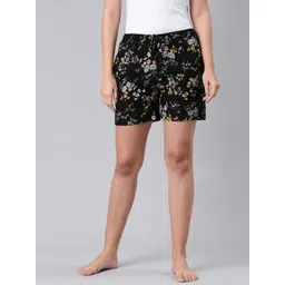 go colors Printed Women Black Night Shorts-picture-13