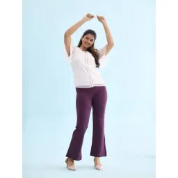 Go Colors! Purple High Rise Bootcut Trousers-picture-24